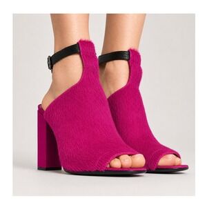 3.1 Phillip Lim Pink Calf Hair Open Toe Ankle Strap Block Heel Sandals Size 39